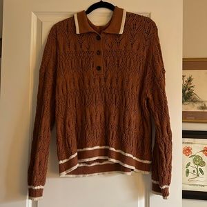 Oversized, loose knit, collared sweater